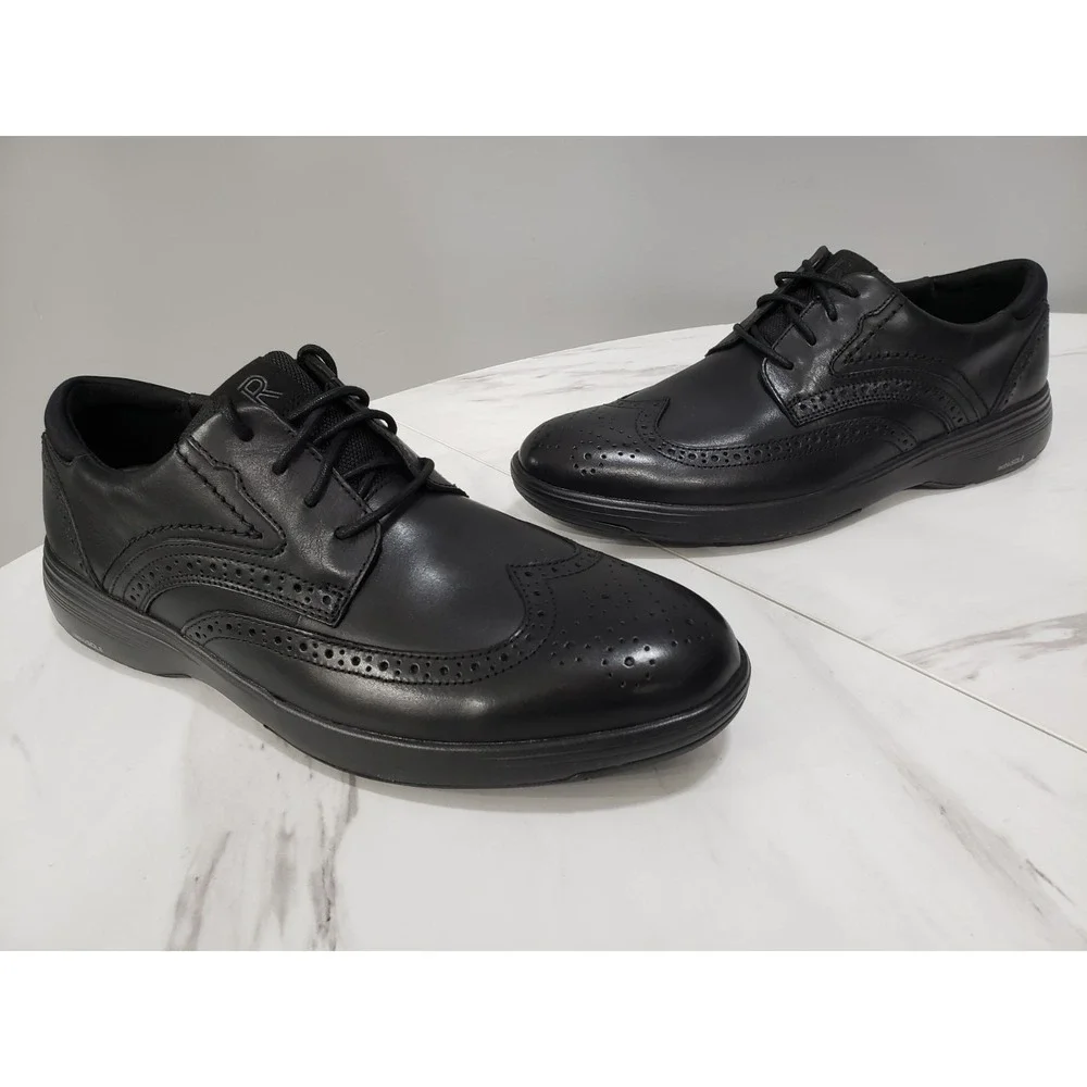 NEW NO BOX -‎ Rockport Men's Noah Black Leather Wingtip Oxfords CJ3197 SIZE 11